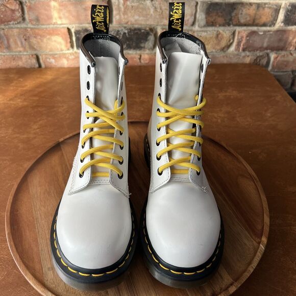 Dr Doc Docs Martens 1460 White Leather Combat Women's Boots Size UK 5 US 7 - Picture 2 of 16
